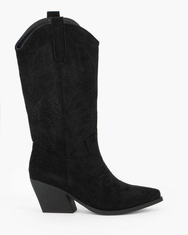 Prodotto: ZOE - Stivale texano nero scamosciato con zip laterale, tacco 7CM