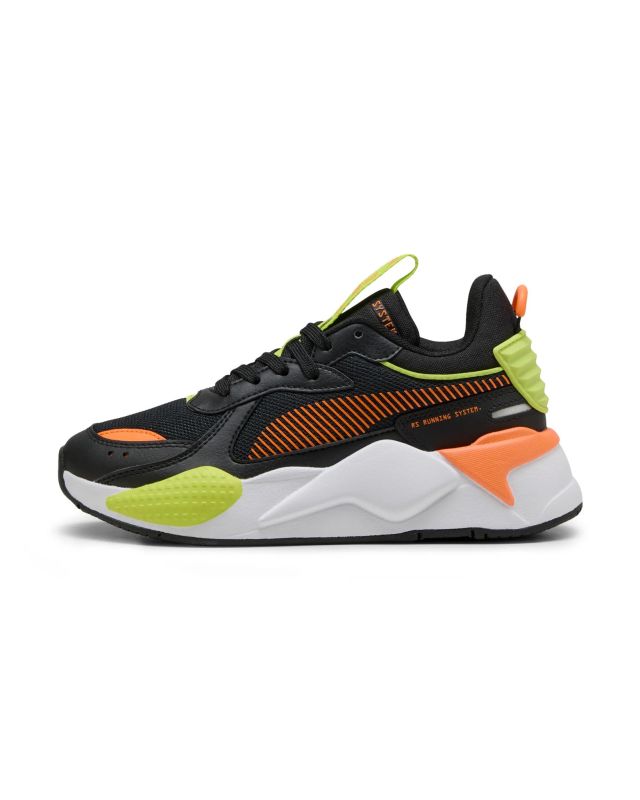 Prodotto: PUMA - SNEAKERS JUNIOR  NERA, ARANCIONE E GIALLO FLUO  RS-X JR GS  DAL 36 AL 39,  395557-09
