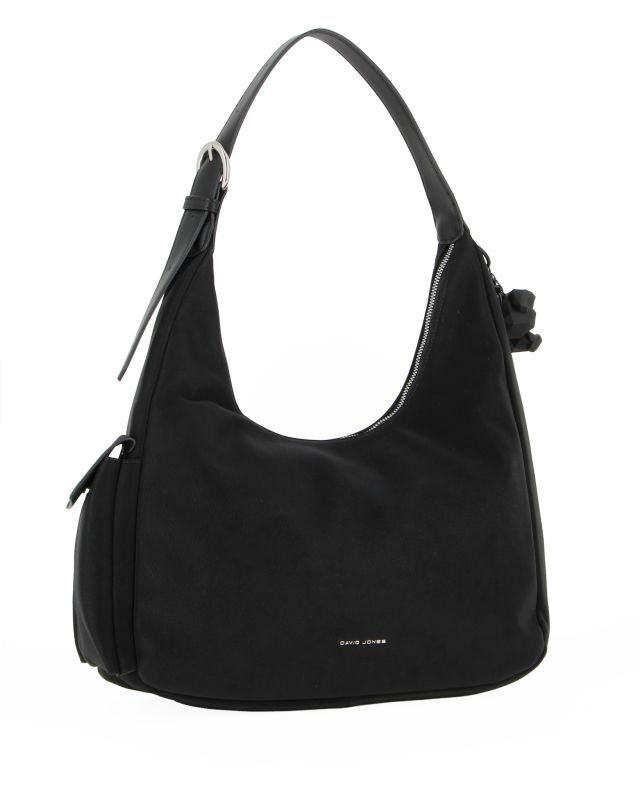 Prodotto: DAVID JONES - Borsa hobo a spalla nera con tasca laterale