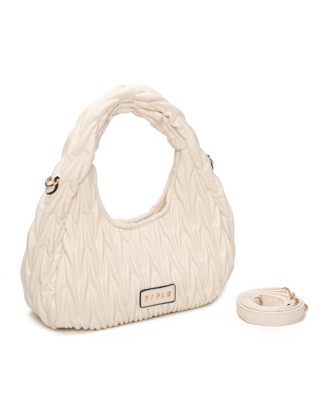 Prodotto: RIFLE - Borsa a spalla beige trapuntata con tracolla removibile