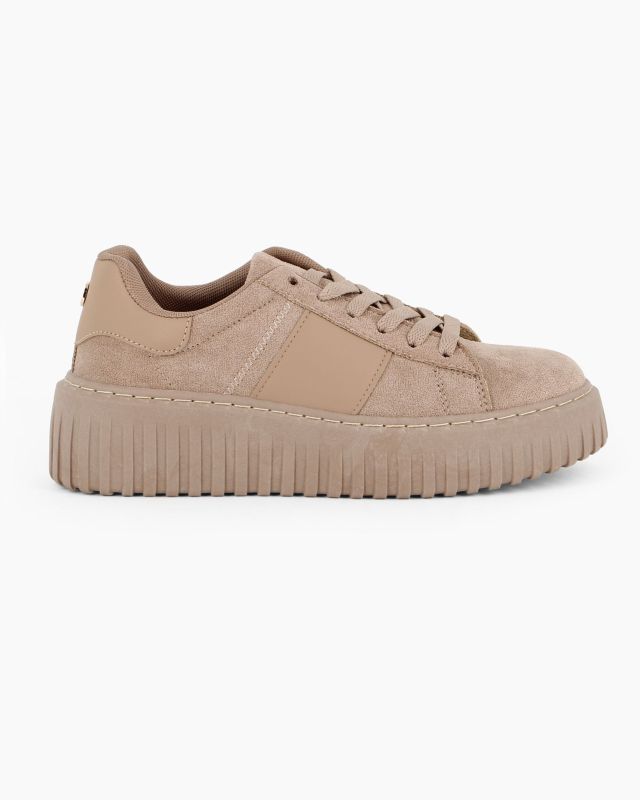 Prodotto: MISS GLOBO - Sneakers khaki scamosciata con lacci e fondo rigato