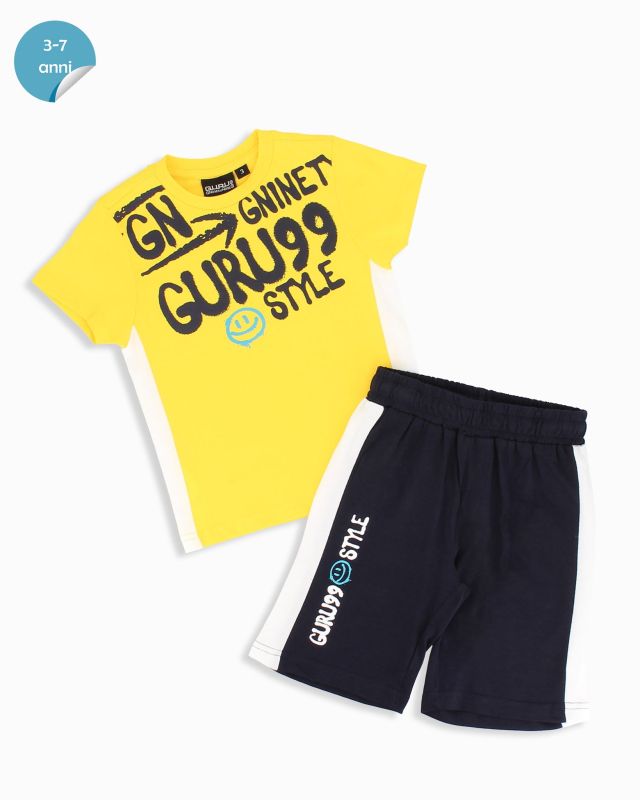 Prodotto: GURU - Completo manica corta giallo bambino 3-7 anni in cotone