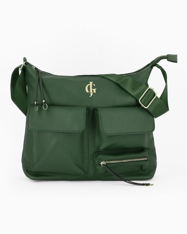 Prodotto: JUST GOLF - Borsa verde con tre tasche frontali e tracolla regolabile