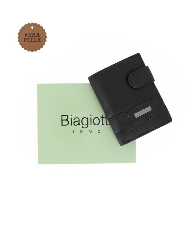 Prodotto: LAURA BIAGIOTTI - Portafoglio nero da uomo in VERA PELLE
