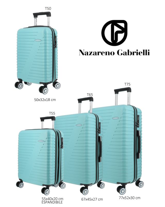 Prodotto: NAZARENO GABRIELLI - TROLLEY AZZURRO IN ABS 4 RUOTE