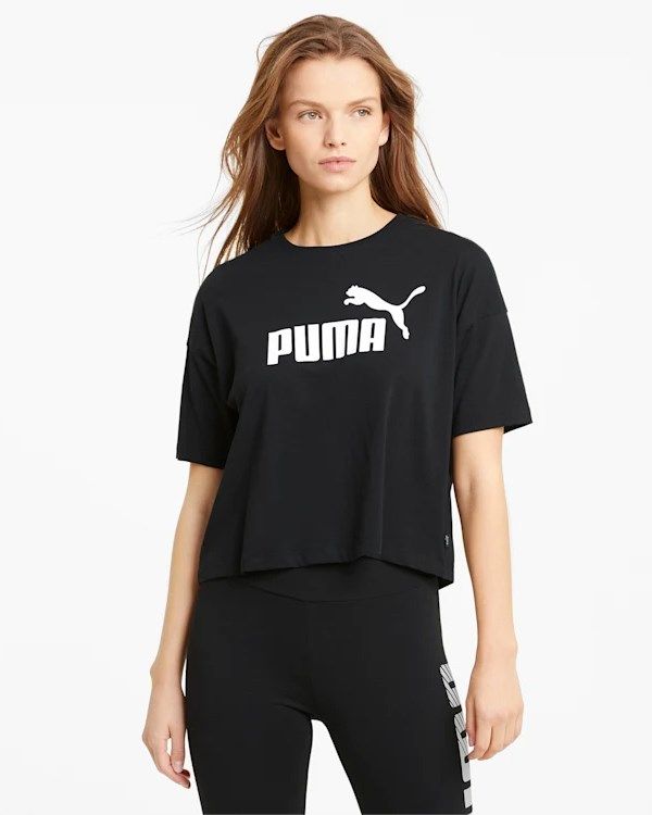 Prodotto: PUMA - T shirt da donna nera relaxed fit con logo bianco