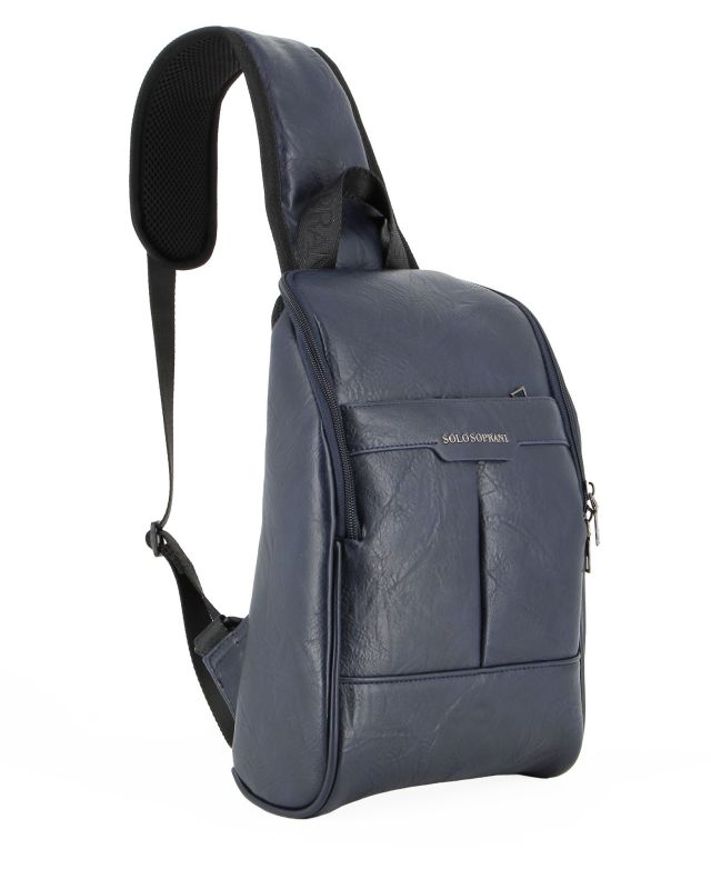 Prodotto: SOLO SOPRANI - Borsello monospalla blu con tasca frontale e tasca posteriore