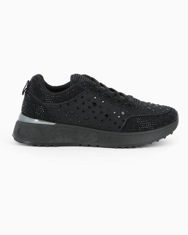 Prodotto: MISS GLOBO - Sneakers nera con lacci e strass