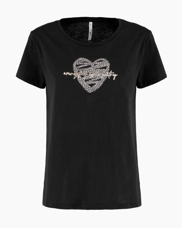 Prodotto: TATOO - Tshirt manica corta con cuore e scritta nero in cotone