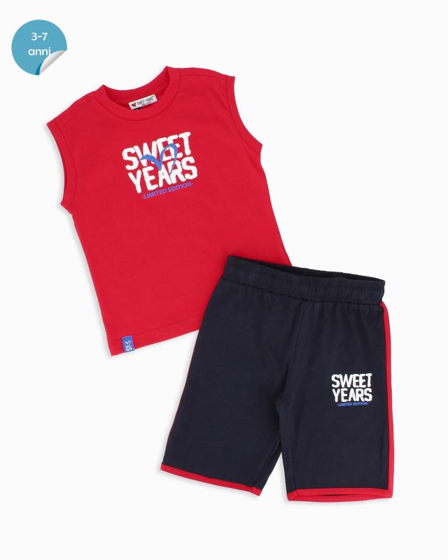 Prodotto: SWEET YEARS - Completo smanicato rosso bambini 3-7 anni in cotone