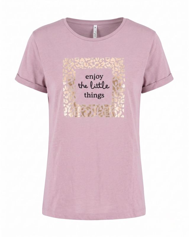 Prodotto: TATOO - Tshirt manica corta con stampa e scritta malva in cotone