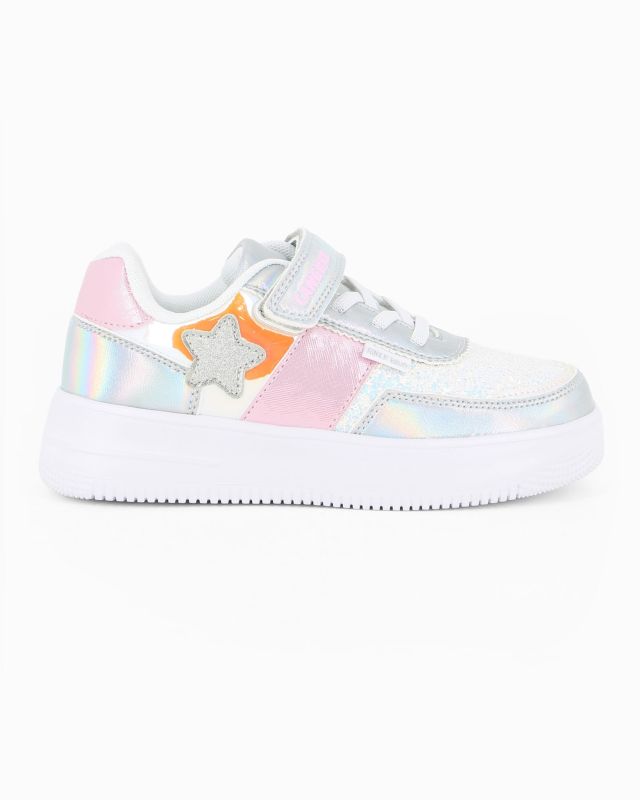 Prodotto: CANGURO - Sneakers rosa e argento da bambina con strappo, numerata 31/36