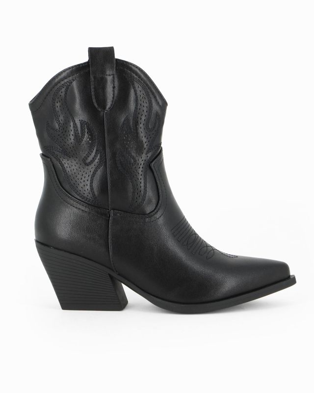 Prodotto: ZOE - Stivaletto texano nero con zip laterale, tacco 7CM
