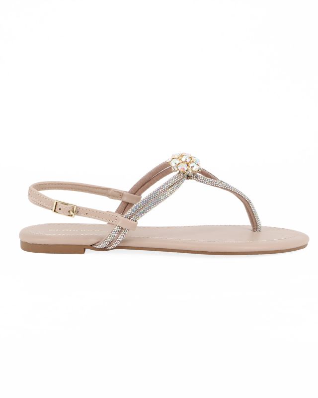 Prodotto: GLOBO ROSA - Sandalo infradito beige con strass