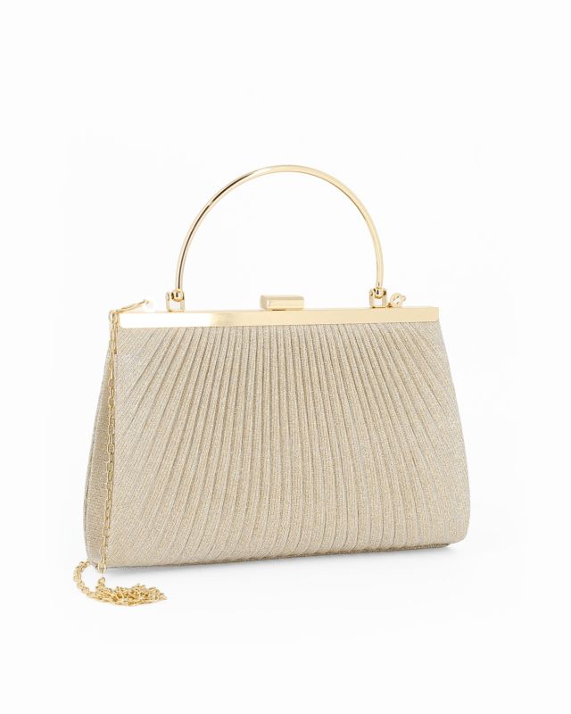 Prodotto: DIVAS - Pochette oro in lurex con chiusra a scatto, tracolla removibile