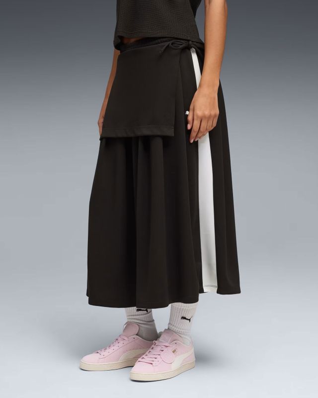Prodotto: PUMA -GONNA T7 MIDI PLEATED NERA CON BANDE BIANCHE, 634622-01