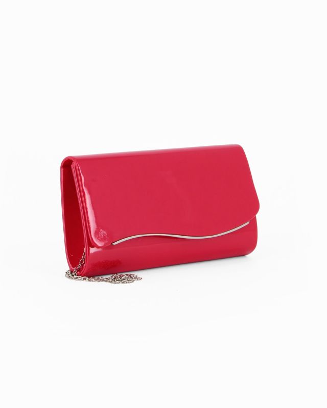 Prodotto: MISS GLOBO - Pochette rossa effetto vernice con patta e dettaglio argento