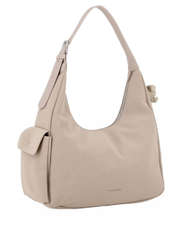 Prodotto: DAVID JONES - Borsa hobo a spalla marrone chiaro con tasca laterale