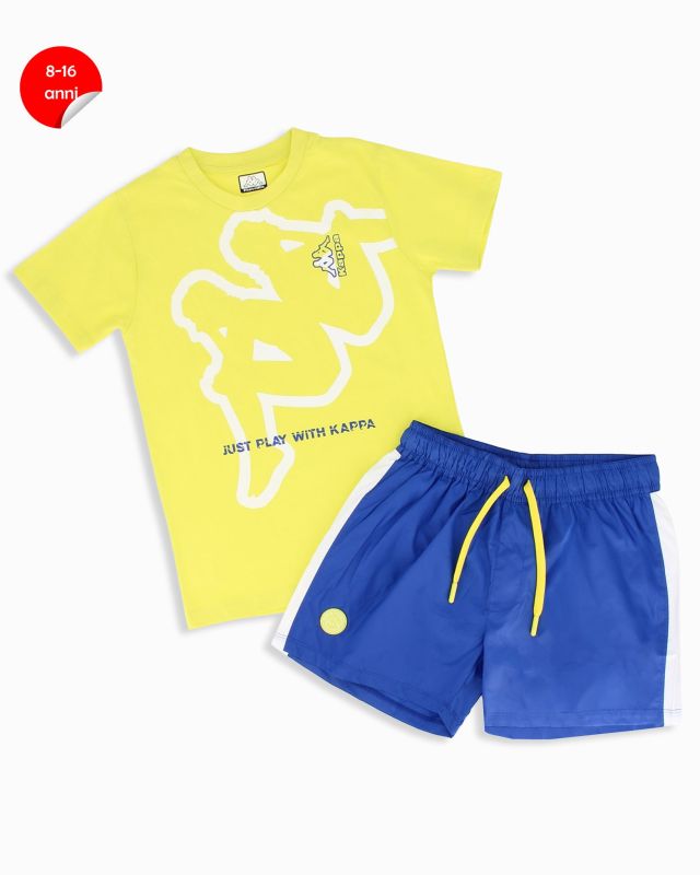 Prodotto: KAPPA - Completo beach mezza manica ragazzi 8-16 anni giallo fluo