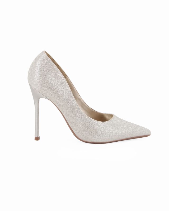 Prodotto: MISS GLOBO - Décolleté platino in lurex, tacco 10,5CM