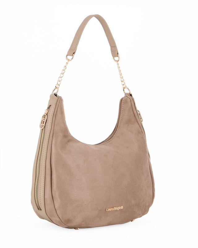 Prodotto: LAURA BIAGIOTTI - Borsa sacca terra scamosciata con tasche laterali