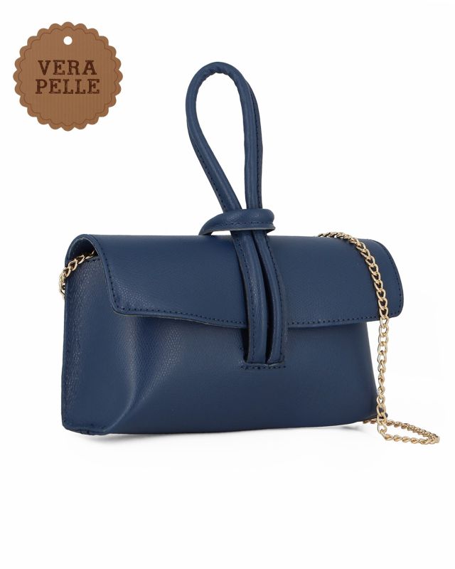 Prodotto: DIVAS - Borsa bracciale argento con catena oro VERA PELLE, MADE IN ITALY