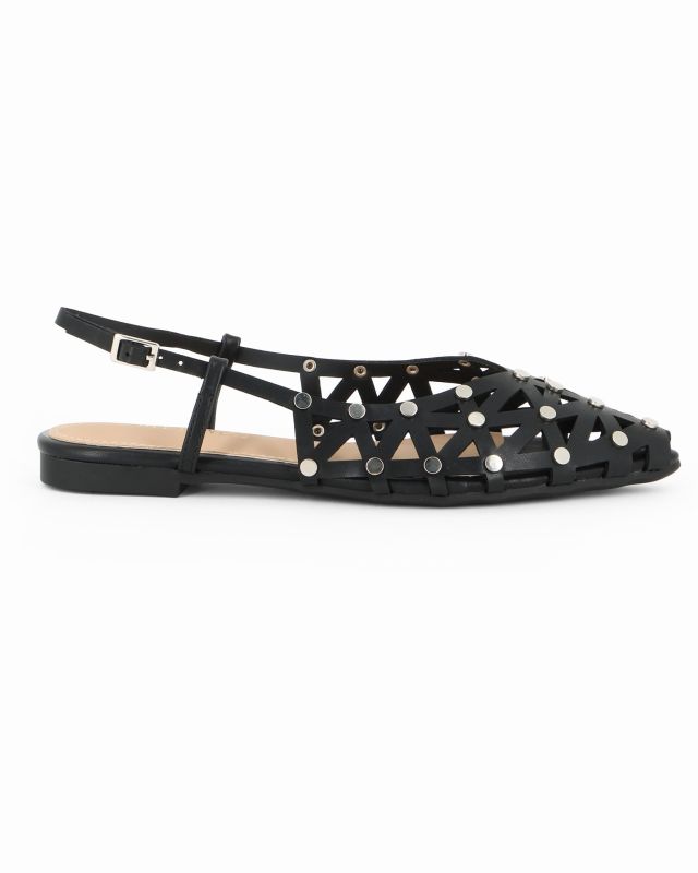 Prodotto: MY JEWELS - Ballerina slingback beige traforata con borchie