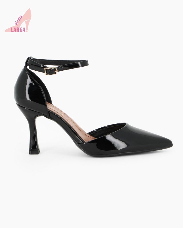Prodotto: LADY GLOBO - Décolleté nera in vernice con sottopiede in VERA PELLE e calzata comoda, tacco 8CM