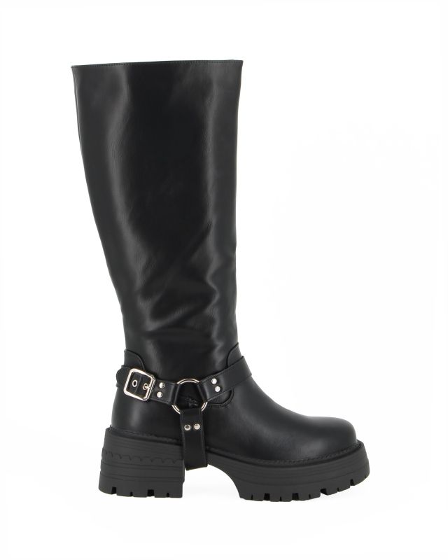 Prodotto: MISS GLOBO - Stivale nero con zip laterale e suola track, tacco 5,5CM