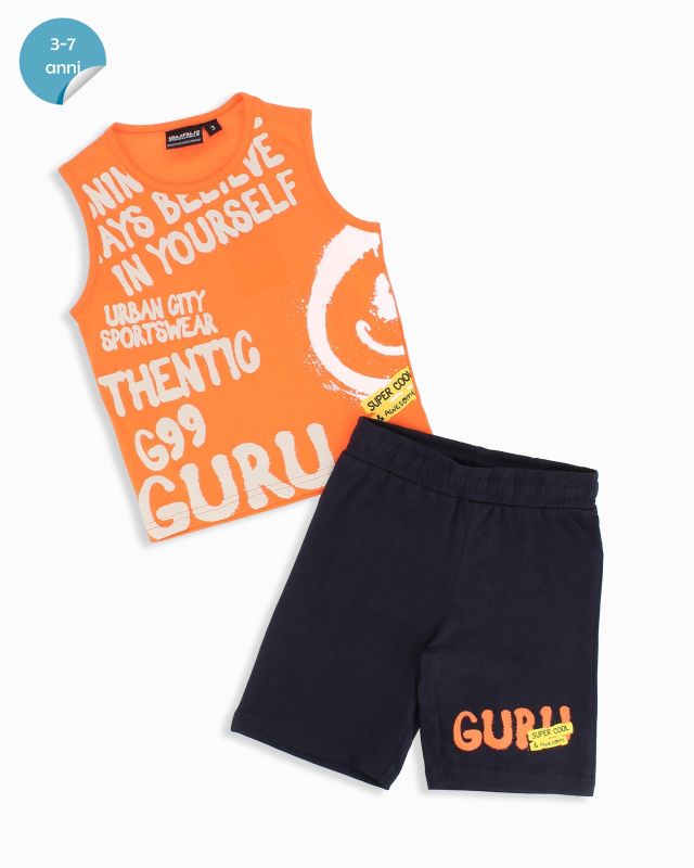 Prodotto: GURU - Completo smanicato bambino 3-7 anni arancione in cotone