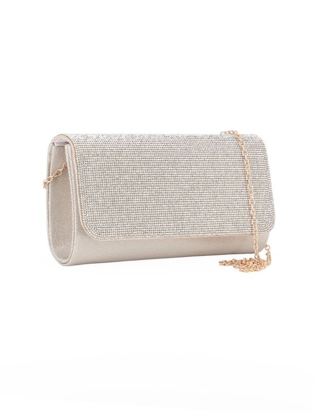 Prodotto: DIVAS -  Pochette rosa gold tutta strass con patta