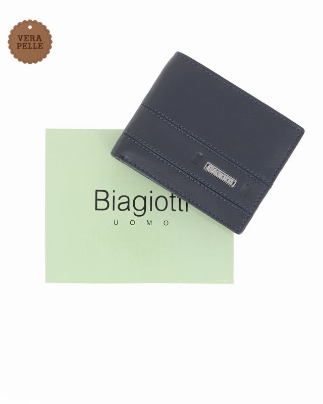 Prodotto: LAURA BIAGIOTTI - Portafoglio blu da uomo in VERA PELLE