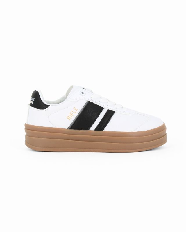 Prodotto: RIFLE - Sneakers bianca e nera da donna con lacci