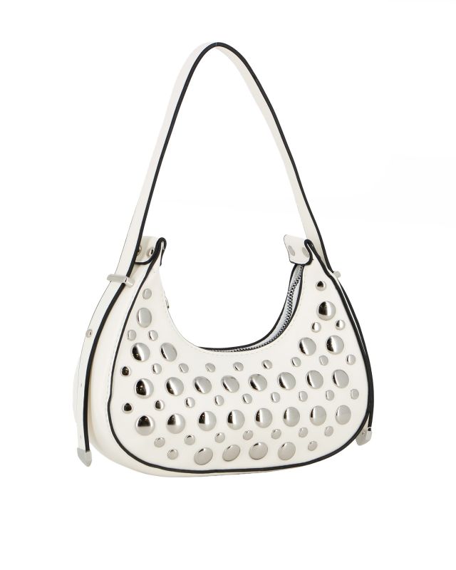 Prodotto: NARDINI - Minibag bianca con borchie metalliche argentate