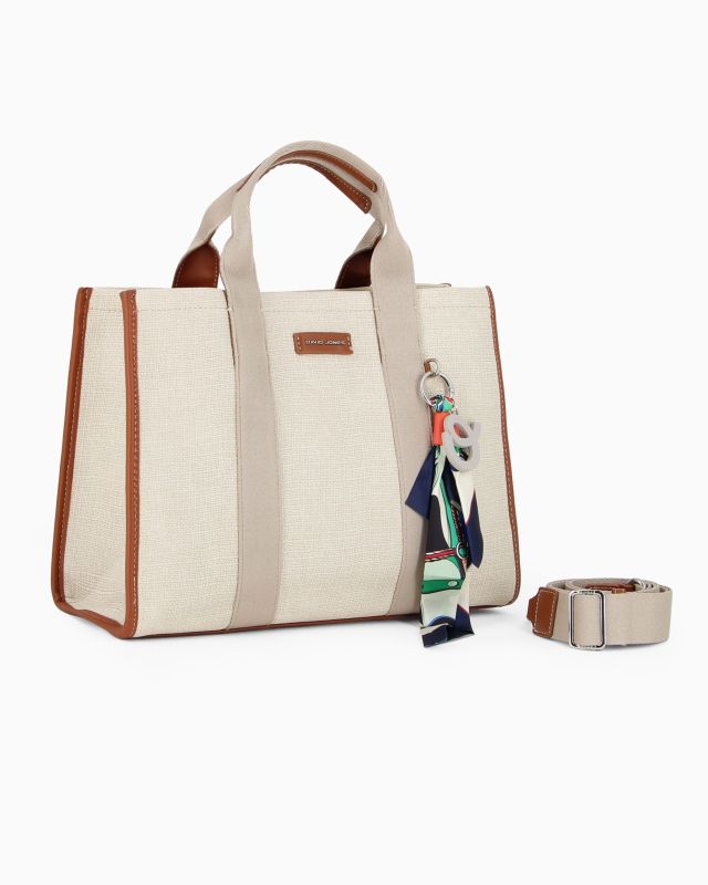 Prodotto: BORSA A MANO IN TELA C/CHARM+FOULARD