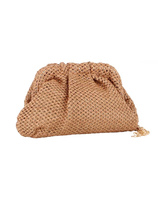 Prodotto: DIVAS - Borsa pochette marrone intrecciata effetto paglia