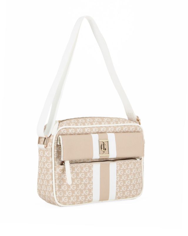 Prodotto: JUST GOLF - Tracolla taupe loggata con tasca frontale e pattina con logo