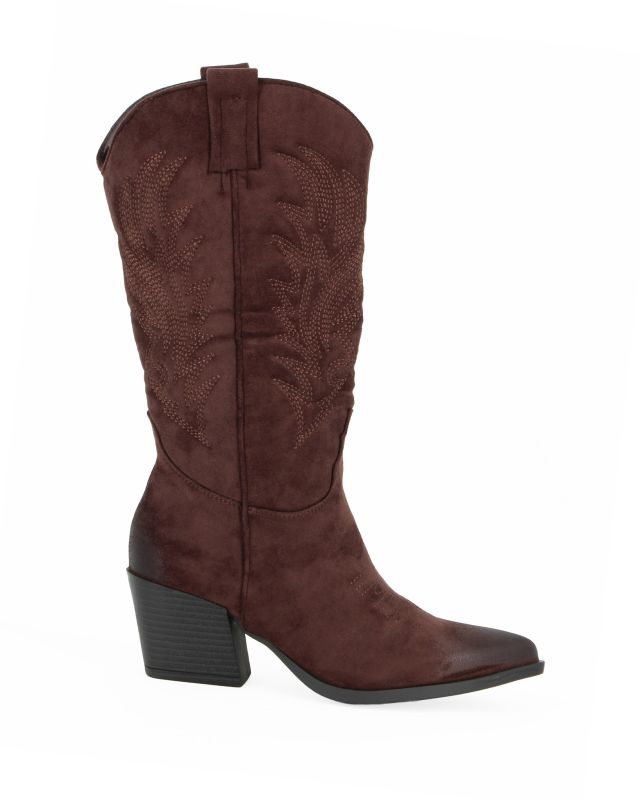 Prodotto: ZOE - Stivale texano marrone scamosciato con zip laterale, tacco 6CM