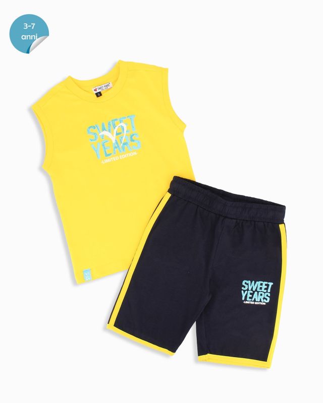 Product: SWEET YEARS - Completo smanicato giallo bambini 3-7 anni in cotone (1 of 2)