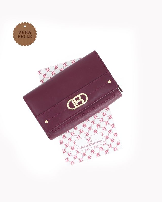 Product: LAURA BIAGIOTTI - Portafoglio bordeaux con patta e logo frontale (1 of 4)