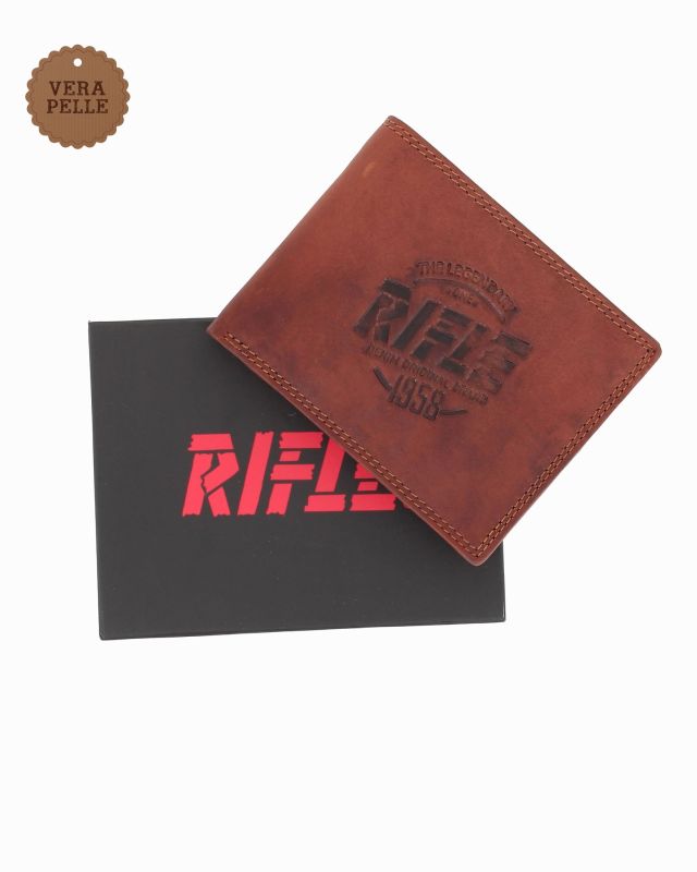 Product: RIFLE - Portafoglio cognac da uomo in VERA PELLE con ribaltina interna (1 of 4)
