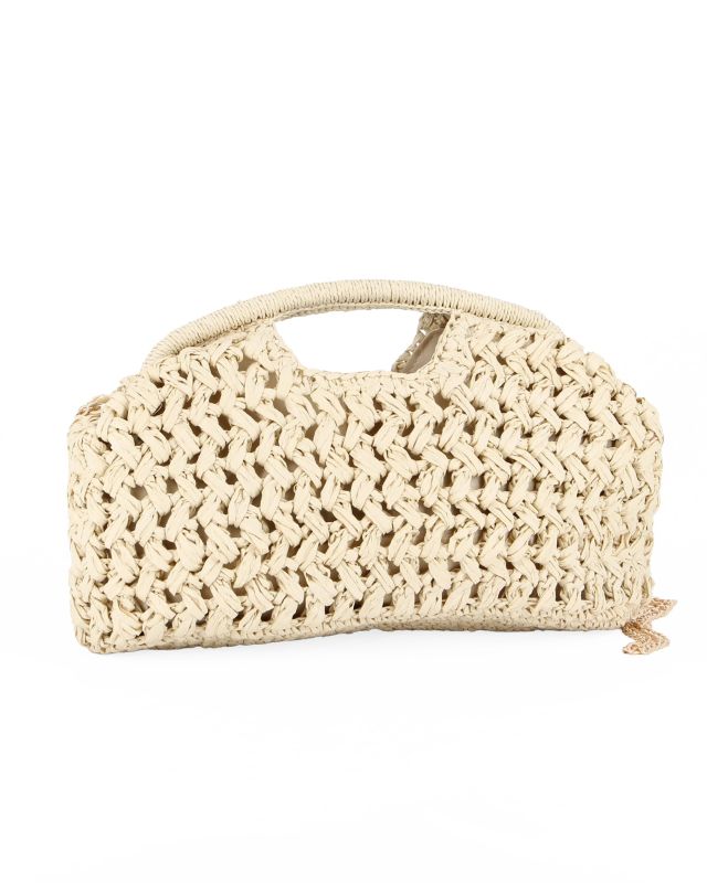 Product: NARDINI - Pochette beige in paglia con motivo ad intreccio, tracollina removibile (1 of 4)