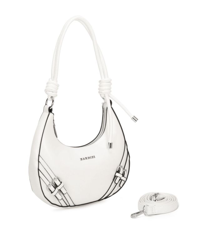 Product: NARDINI - Borsa a spalla avorio con fibbie frontali, tracolla removibile (1 of 3)