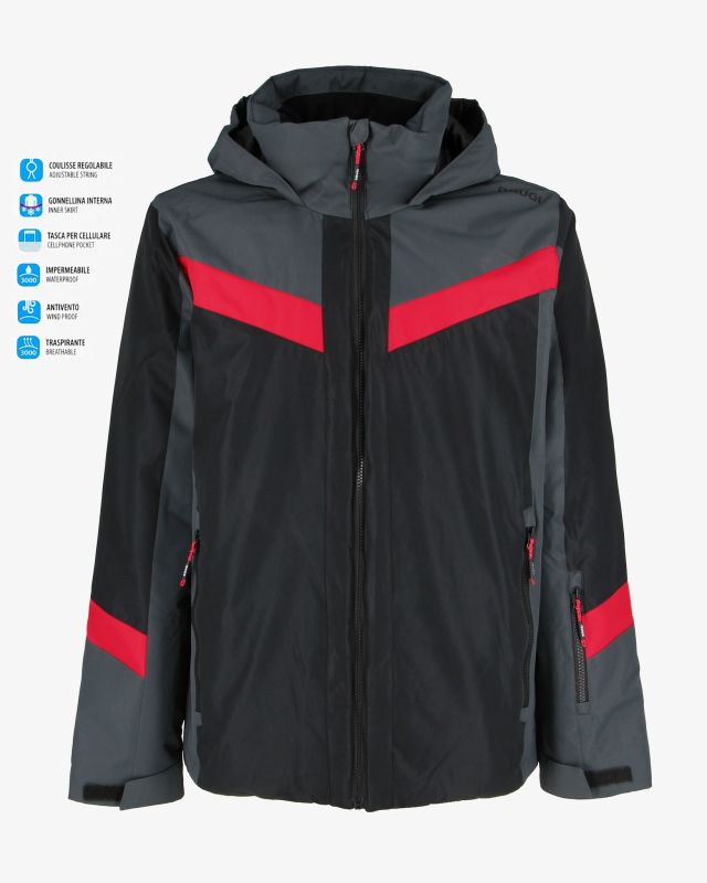 Product: BRUGI - GIACCA DA SCI UOMO NERA, GRIGIA E ROSSA 3000, AJ1C-T54T (1 of 7)