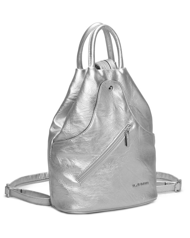 Product: NARDINI - Zaino argento due manici con tasca frontale e spalline regolabili con zip (1 of 3)