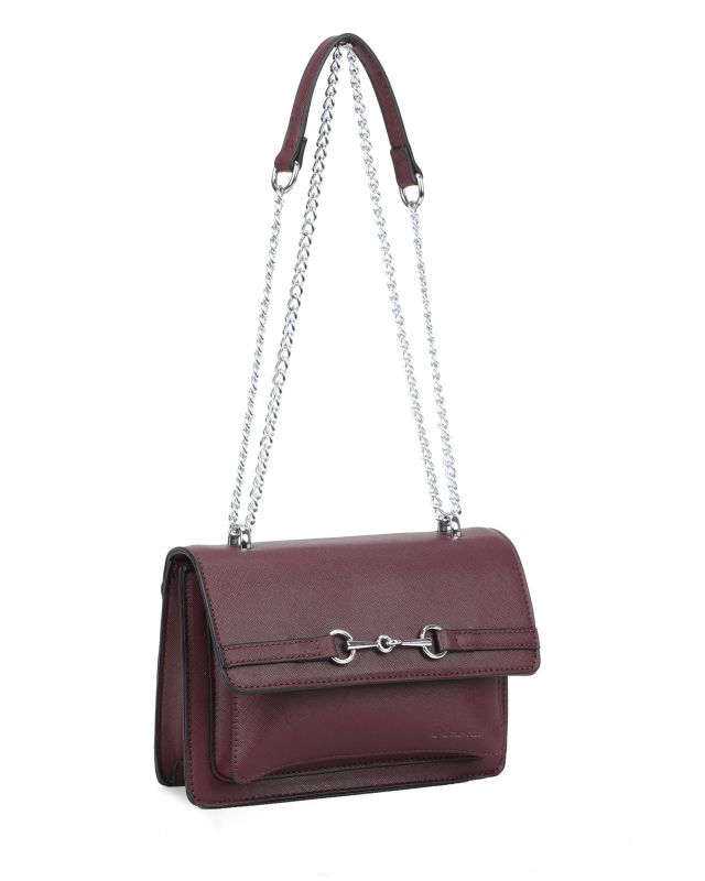Product: NARDINI - Tracolla bordeaux con tasca frontale e morsetto sulla patta (1 of 3)