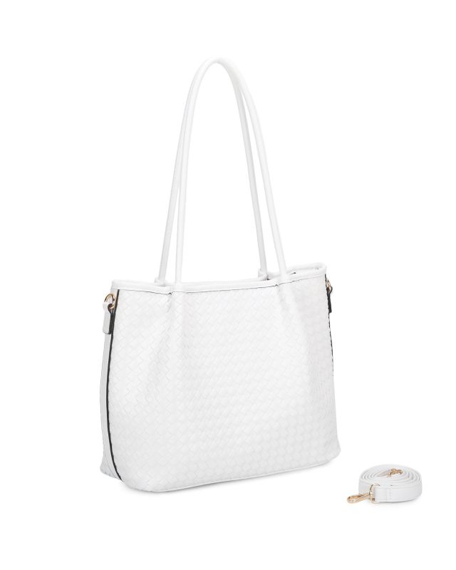 Product: RIFLE - Borsa shopping bianca intrecciata, tracolla removibile (1 of 3)