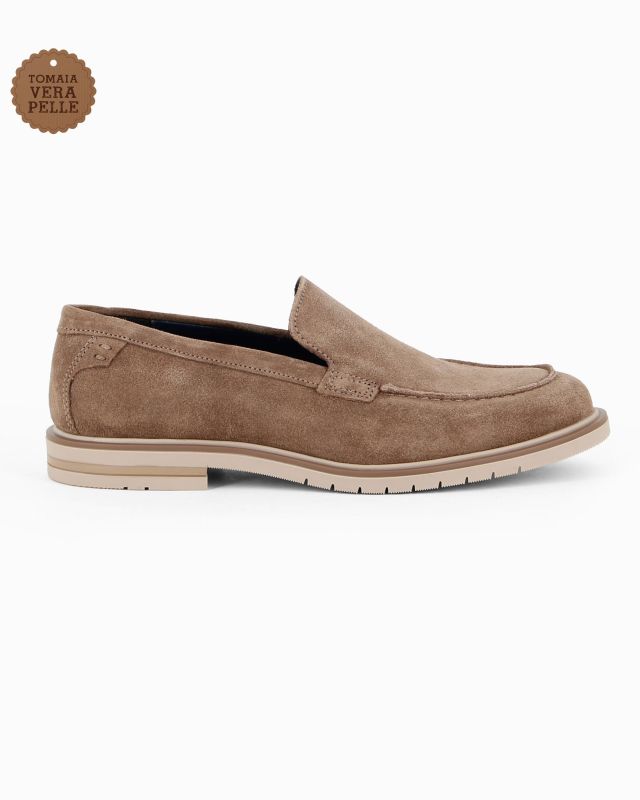 Product: CLASS MAN - Mocassino taupe scamosciato in VERA PELLE (1 of 8)