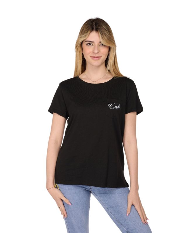 Product: TATOO - Tshirt manica corta con taschino nero in cotone (5 of 6)