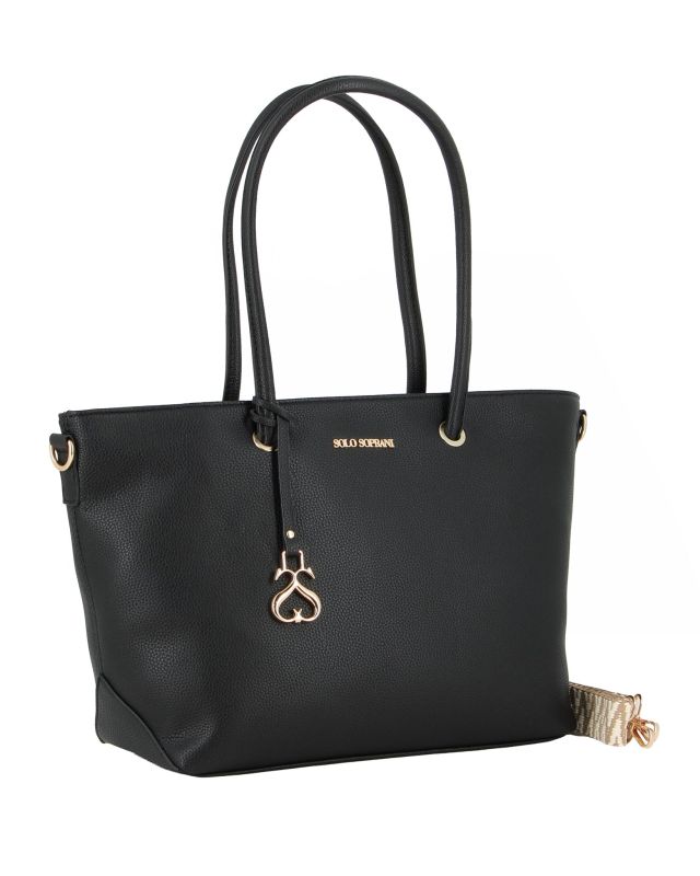 Product: SOLO SOPRANI - Borsa shopping nera con ciondolo e tracolla removibili (1 of 4)